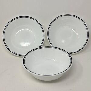 Corelle Black Midnight Belle Cereal Soup Bowls Vitrelle White Black Set of 3
